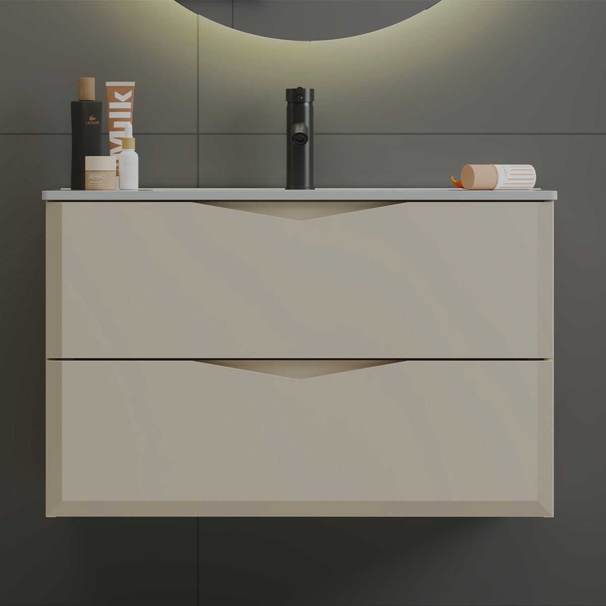 Meuble simple vasque encastrée 80cm Ellie Cachemire - vue 6