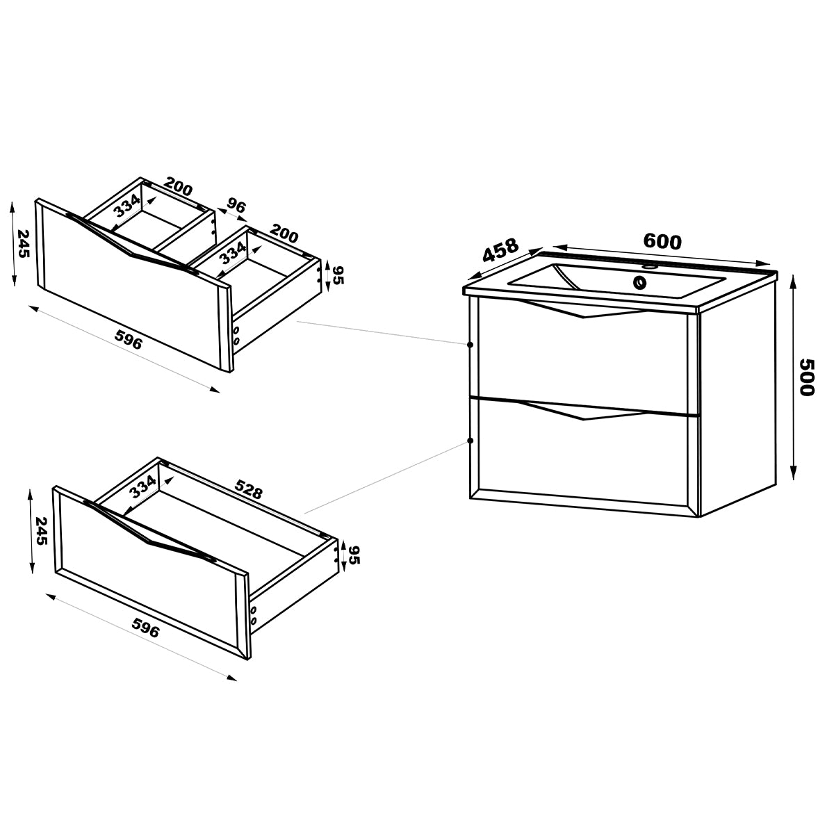 Meuble simple vasque encastrée 60cm Ellie Cachemire - vue 9