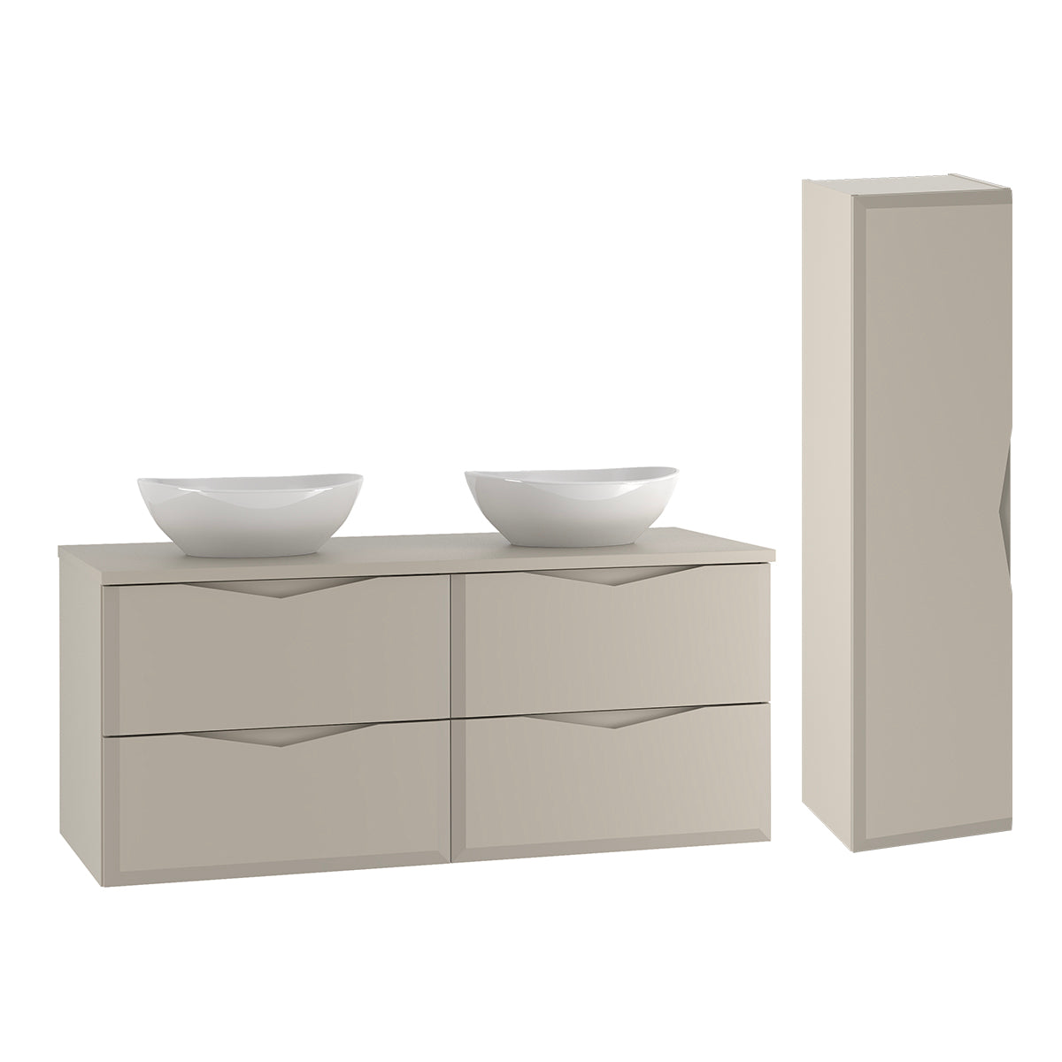Ensemble meuble double vasque 120cm et colonne Ellie Cachemire - vue 2