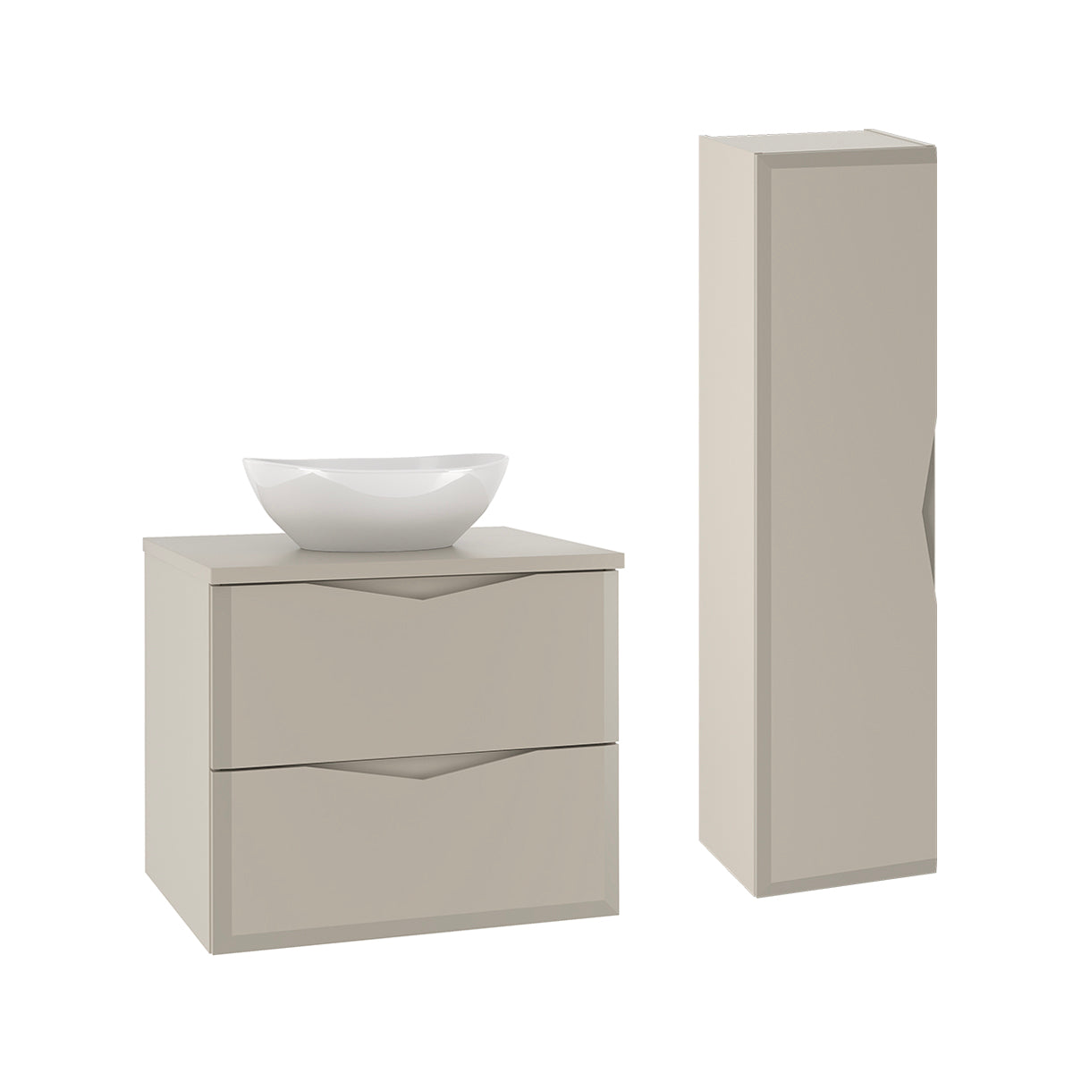 Ensemble meuble simple vasque 60cm et colonne Ellie Cachemire - vue 2
