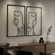 Ensemble de 2 décorations murales visage métal 60x80 cm Shella Noir