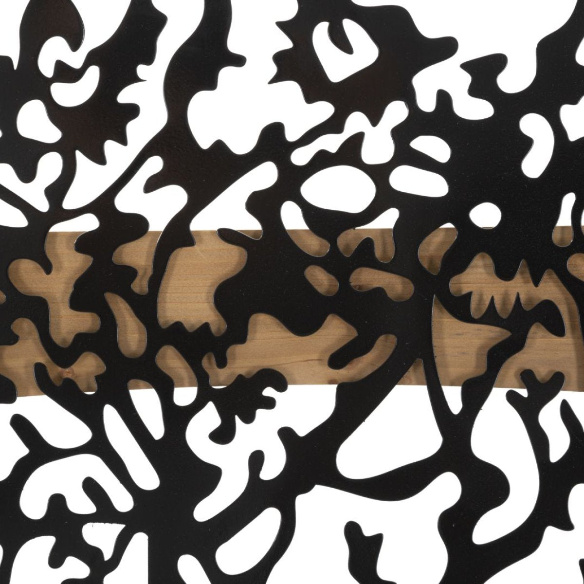 Ensemble de 3 décorations murales triptyque arbre métal 176x90 cm Sarabi Noir et Bois - vue 4
