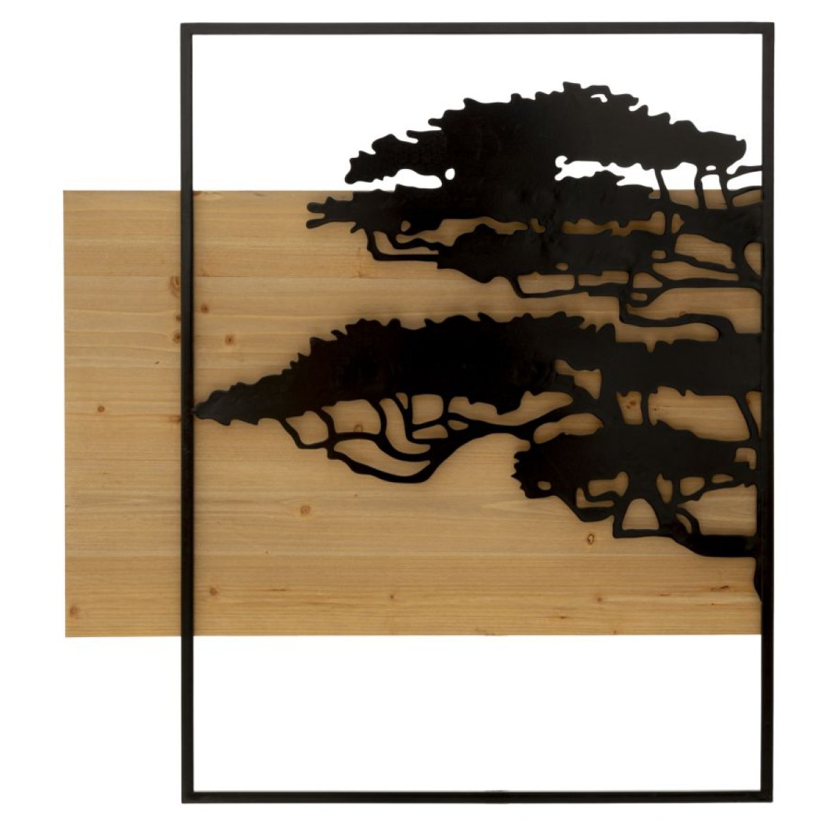Ensemble de 3 décorations murales triptyque arbre métal 204x80 cm Sarabi Noir et Bois - vue 3