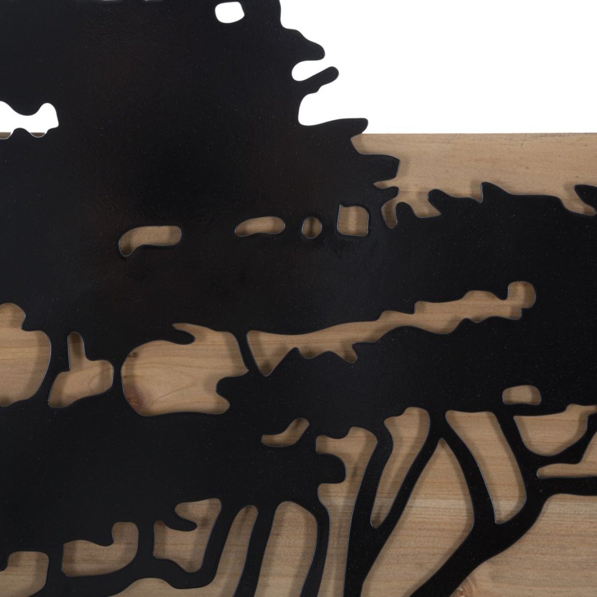 Ensemble de 3 décorations murales triptyque arbre métal 204x80 cm Sarabi Noir et Bois - vue 4