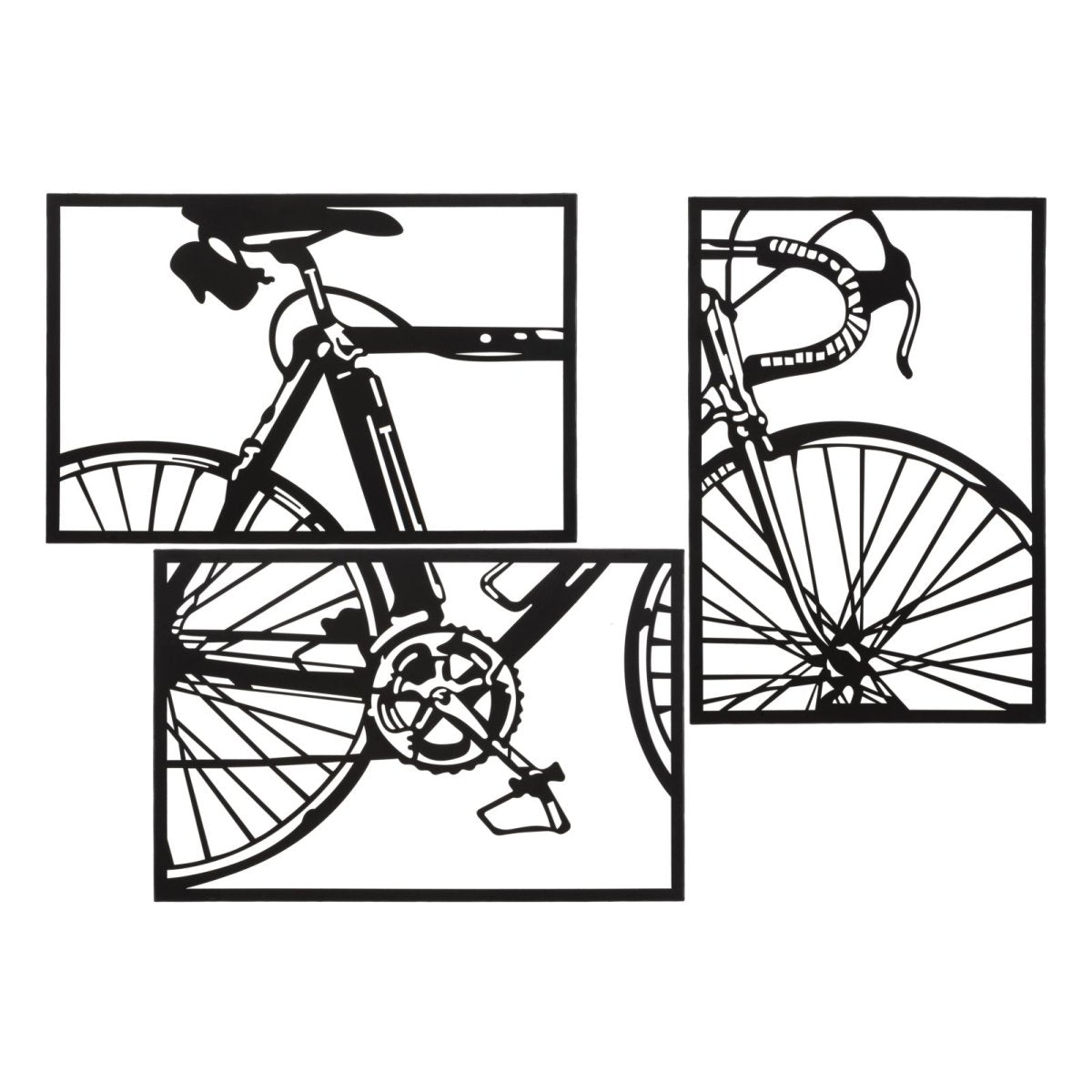 Ensemble de 3 décorations murales vélo métal 40x60 cm l'unité Paris Noir - vue 2