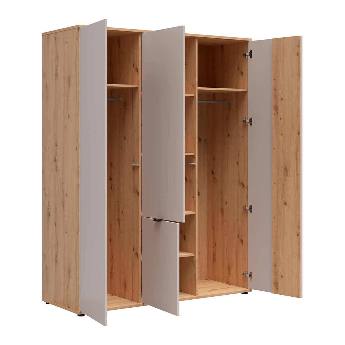 Armoire 4 portes Ezra Cachemire et Bois - vue 2