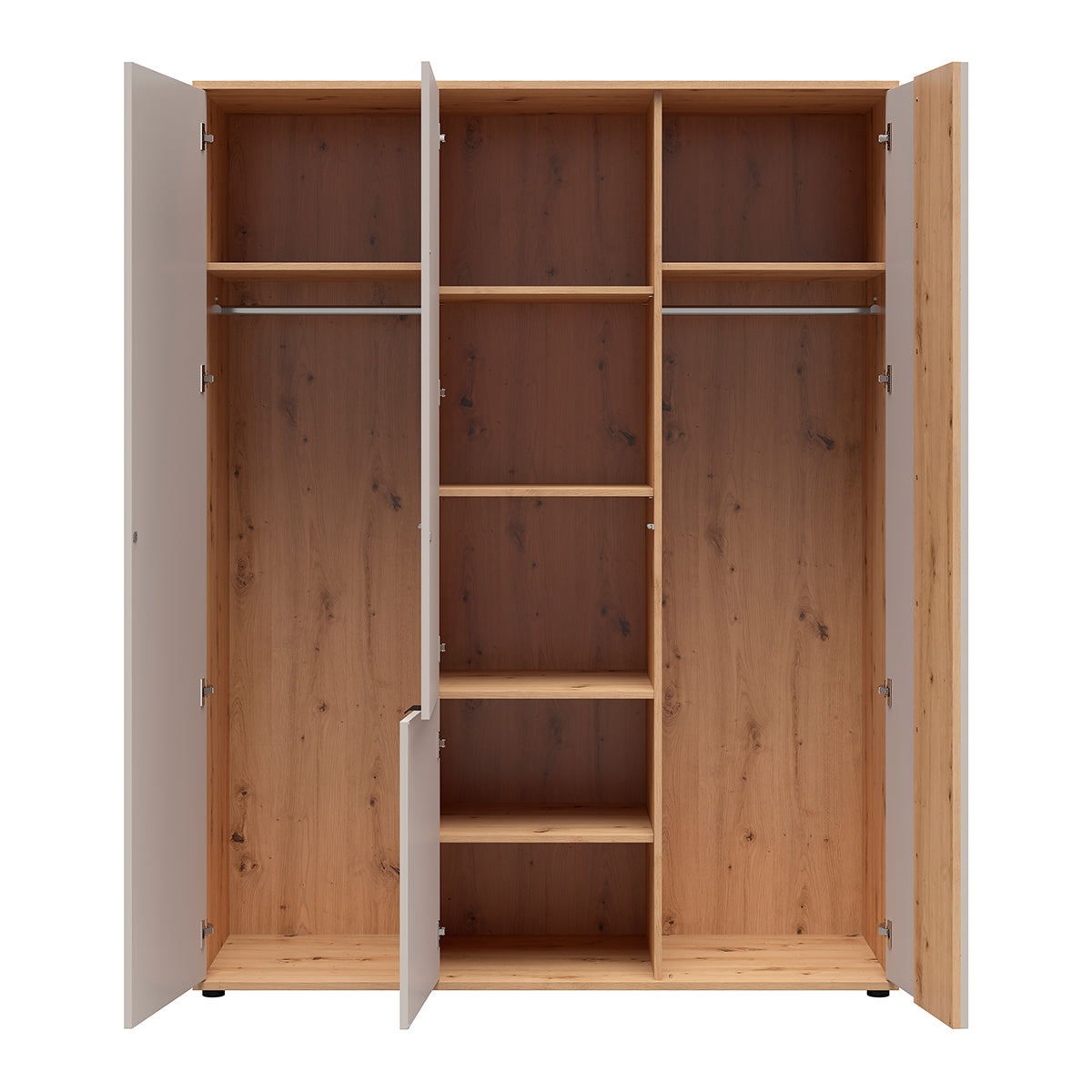 Armoire 4 portes Ezra Cachemire et Bois - vue 3