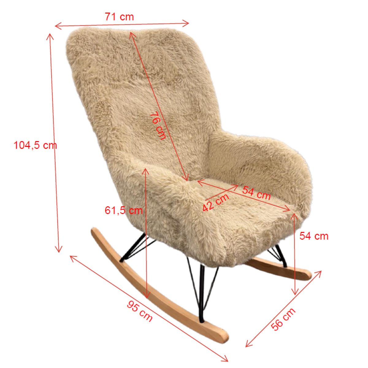 Fauteuil d'allaitement à bascule tissu peluche Vipack Rocky Beige - vue 6