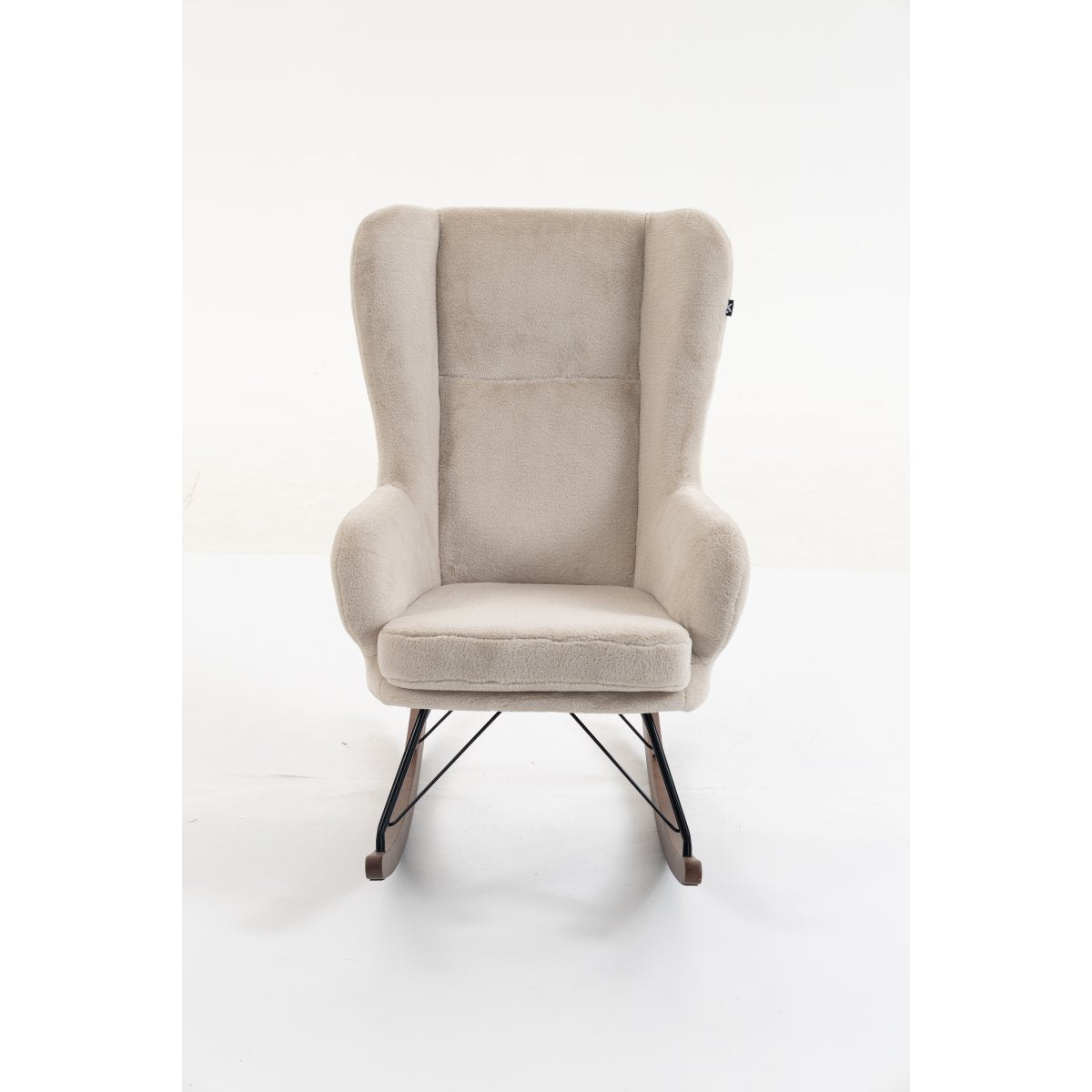 Fauteuil d'allaitement à bascule tissu peluche Vipack Rocky Beige et pieds noyer - vue 2