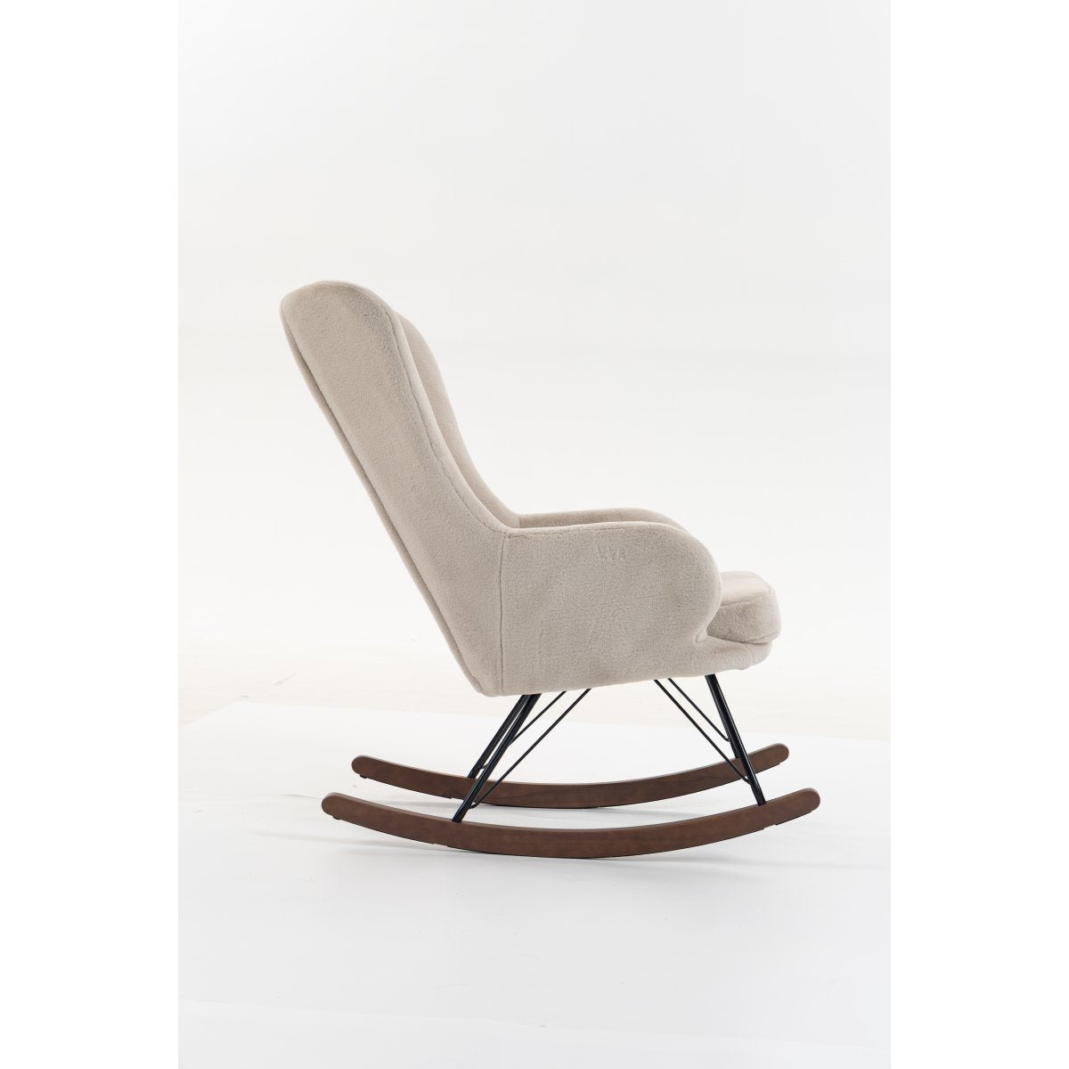 Fauteuil d'allaitement à bascule tissu peluche Vipack Rocky Beige et pieds noyer - vue 3