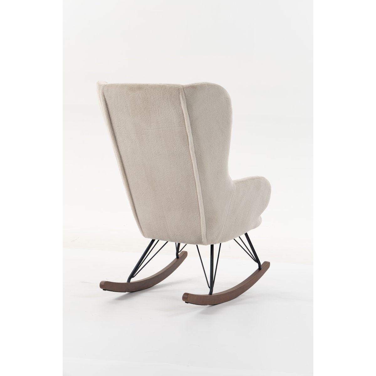 Fauteuil d'allaitement à bascule tissu peluche Vipack Rocky Beige et pieds noyer - vue 4