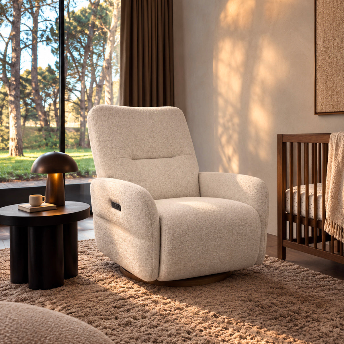 Fauteuil relax électrique tissu bouclé Vipack Rocky Beige