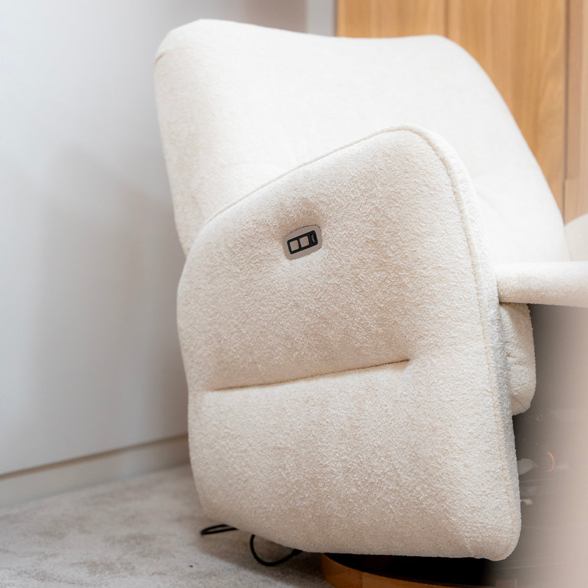 Fauteuil relax électrique tissu bouclé Vipack Rocky Beige