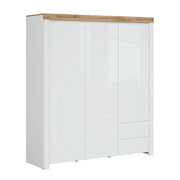 Armoire 3 portes 2 tiroirs Hella Blanc et Bois