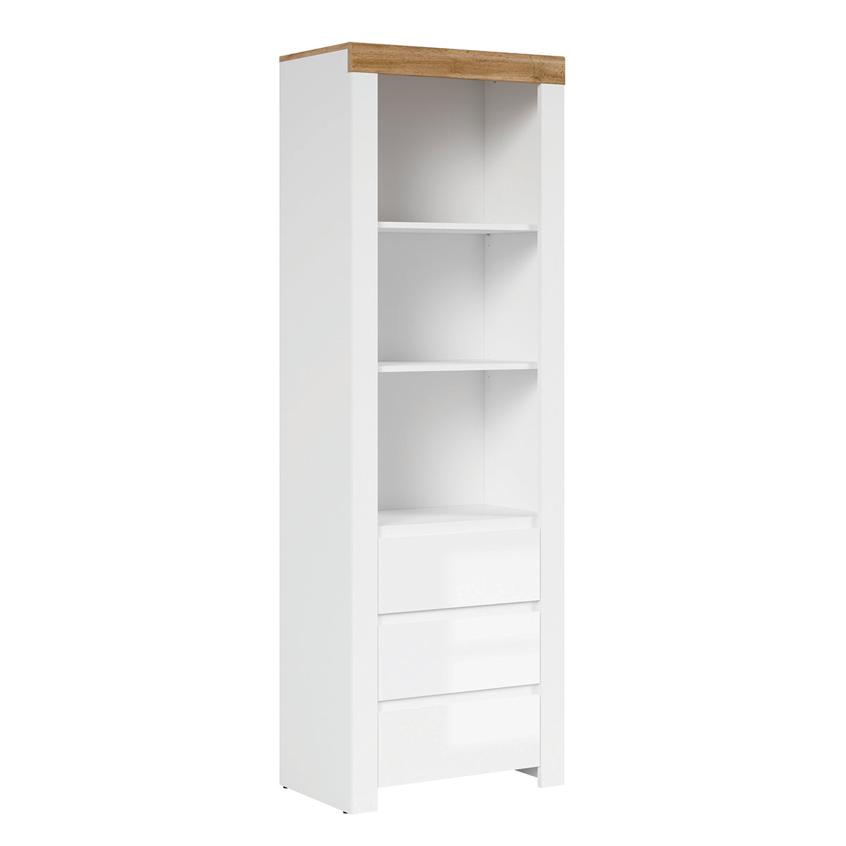 Bibliothèque 3 tiroirs Hella Blanc et Bois