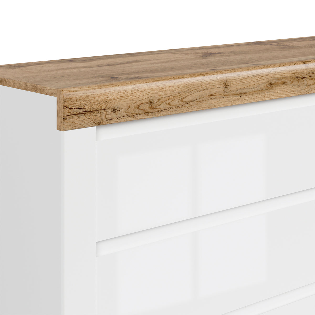 Buffet 3 tiroirs 1 porte Hella Blanc et Bois - vue 4