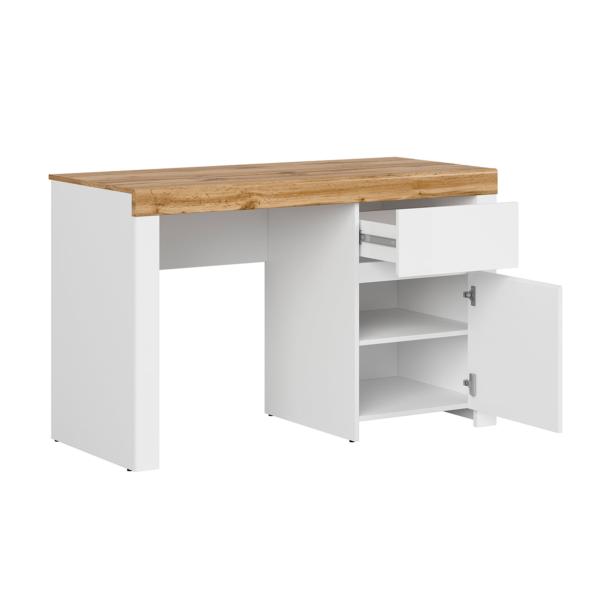 Bureau 1 porte 1 tiroir Hella Blanc et Bois - vue 3