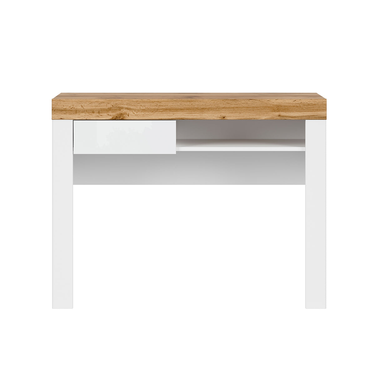 Console bureau 1 tiroir Hella Blanc et Bois