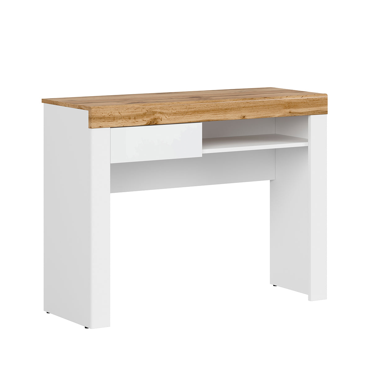 Console bureau 1 tiroir Hella Blanc et Bois - vue 2