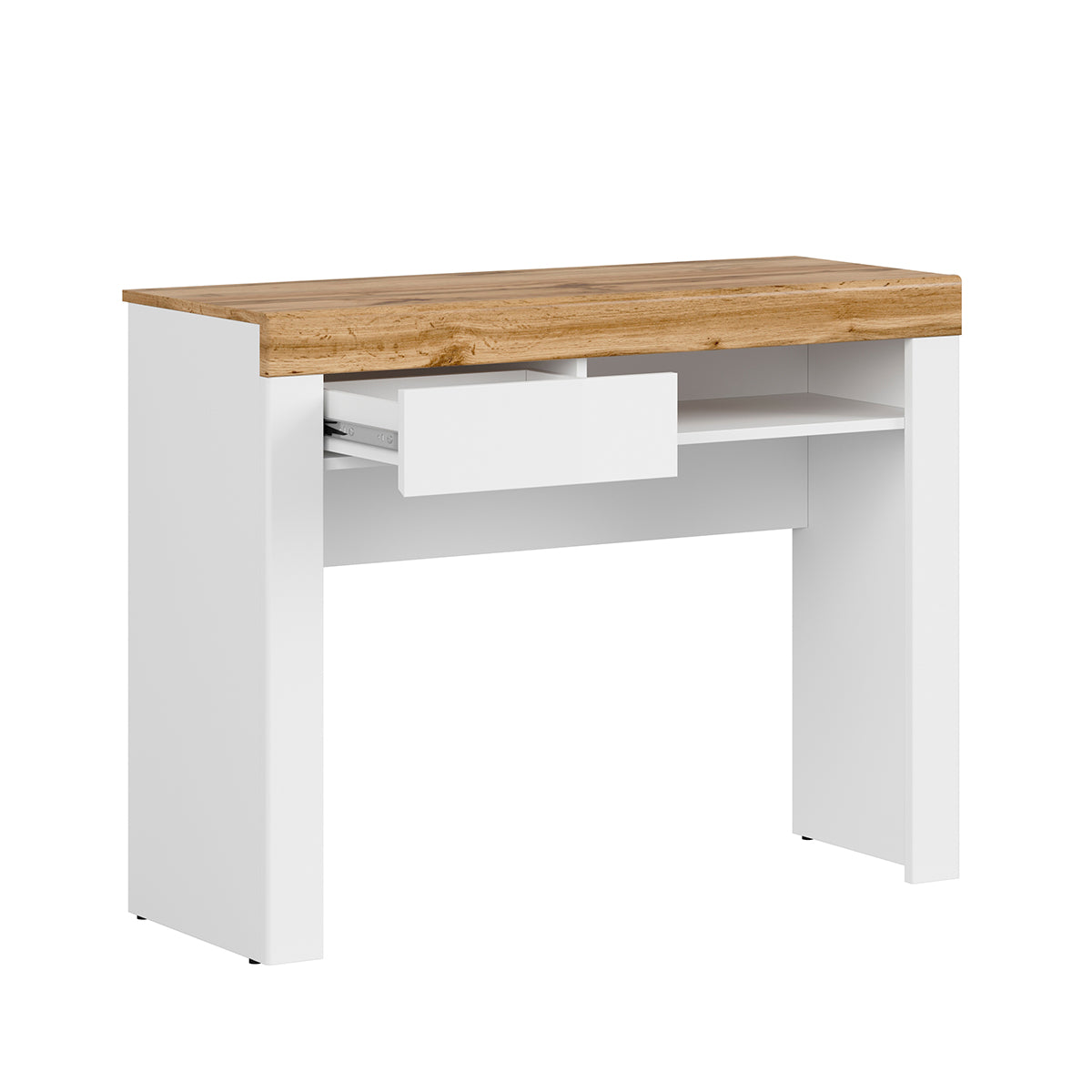 Console bureau 1 tiroir Hella Blanc et Bois - vue 3