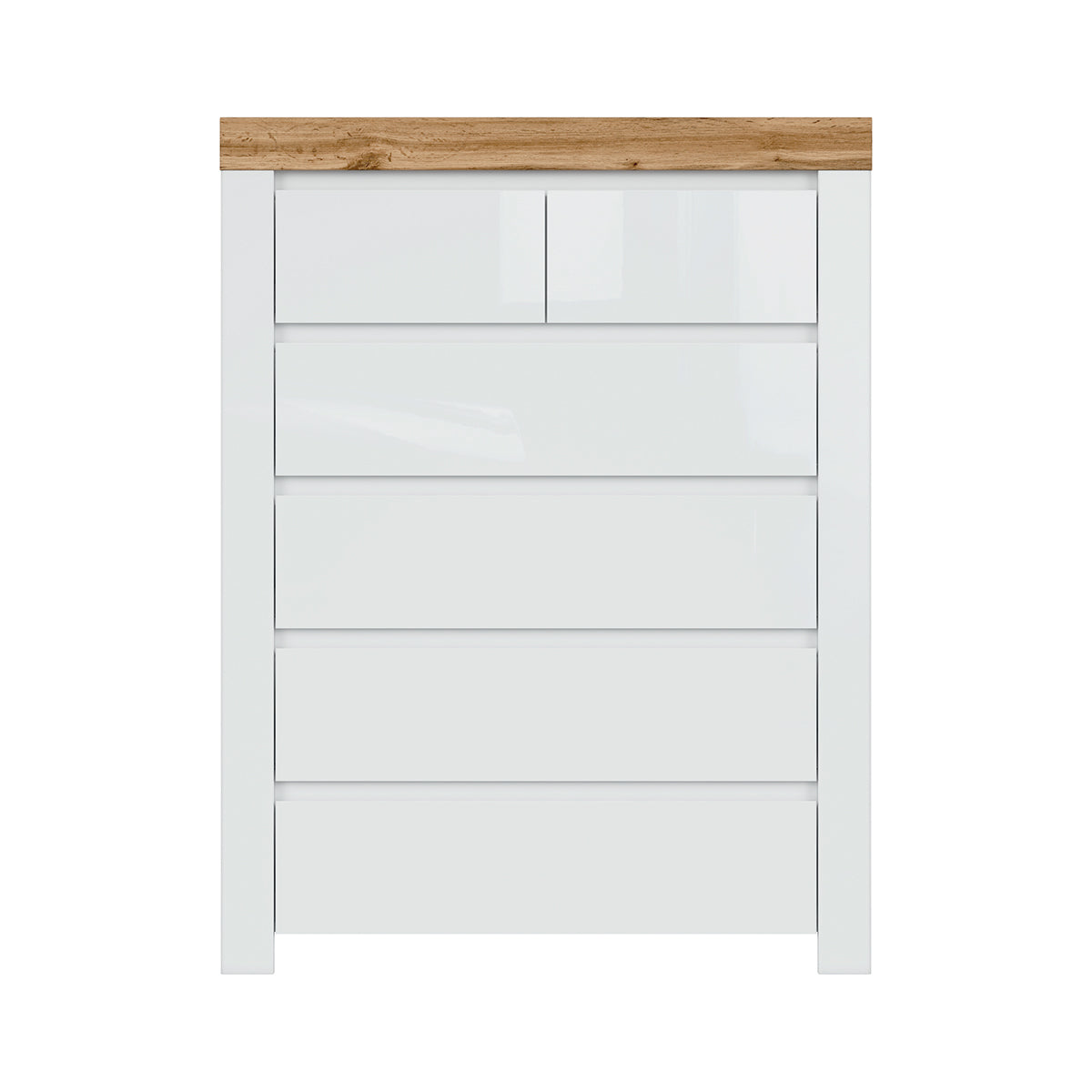 Commode 6 tiroirs Hella Blanc et Bois - vue 2