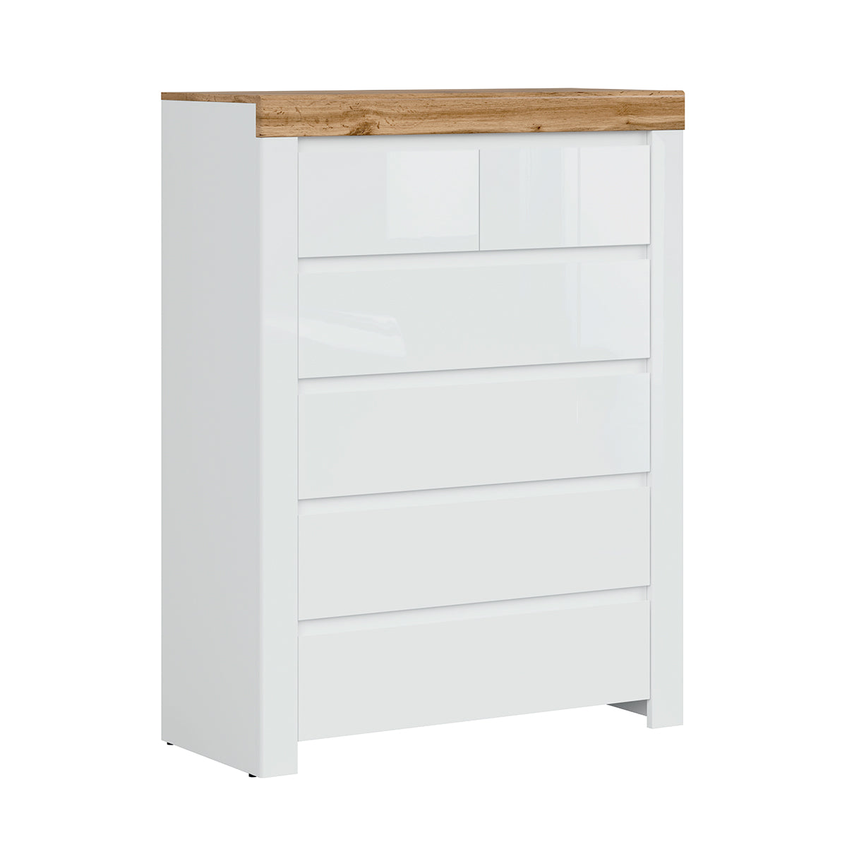 Commode 6 tiroirs Hella Blanc et Bois