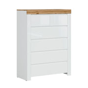 Commode 6 tiroirs Hella Blanc et Bois