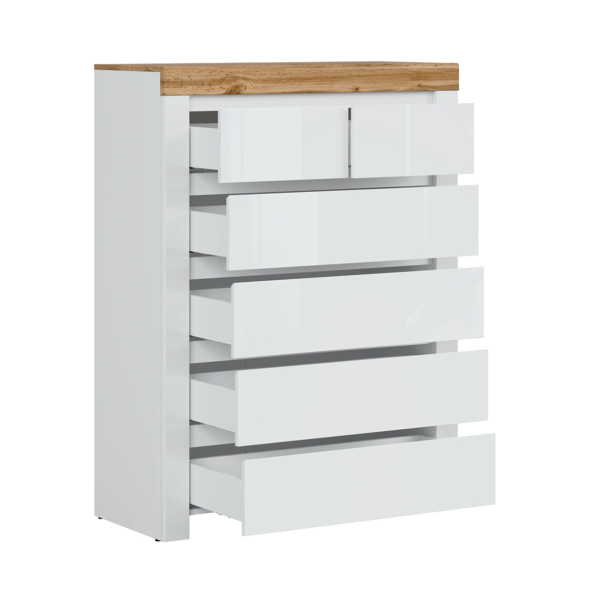 Commode 6 tiroirs Hella Blanc et Bois - vue 3