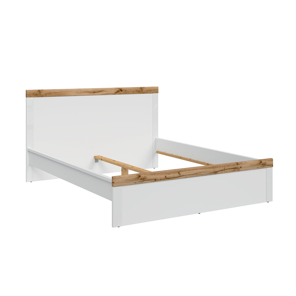 Lit 160x200 Hella Blanc et Bois - vue 2