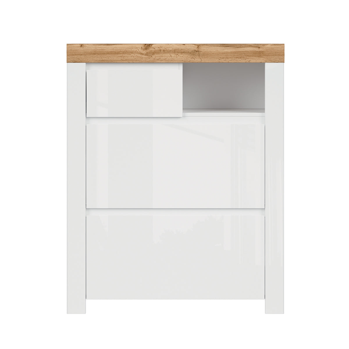 Meuble chaussures haut Hella Blanc et Bois - vue 2