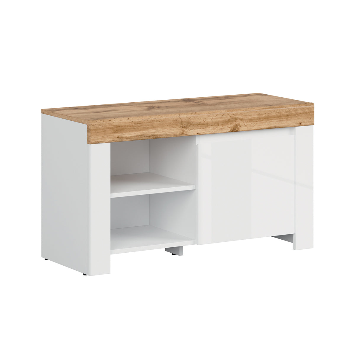 Meuble chaussures bas Hella Blanc et Bois - vue 2