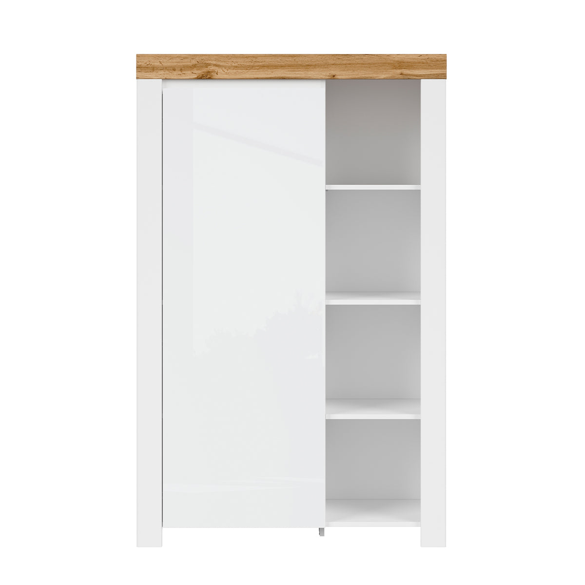 Bibliothèque 1 porte Hella Blanc et Bois - vue 2