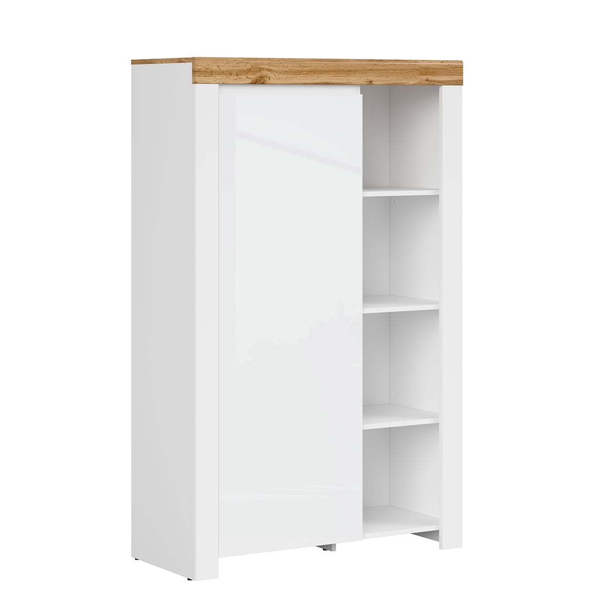 Bibliothèque 1 porte Hella Blanc et Bois