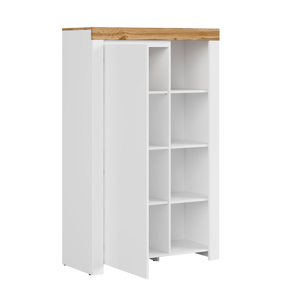 Bibliothèque 1 porte Hella Blanc et Bois - vue 3