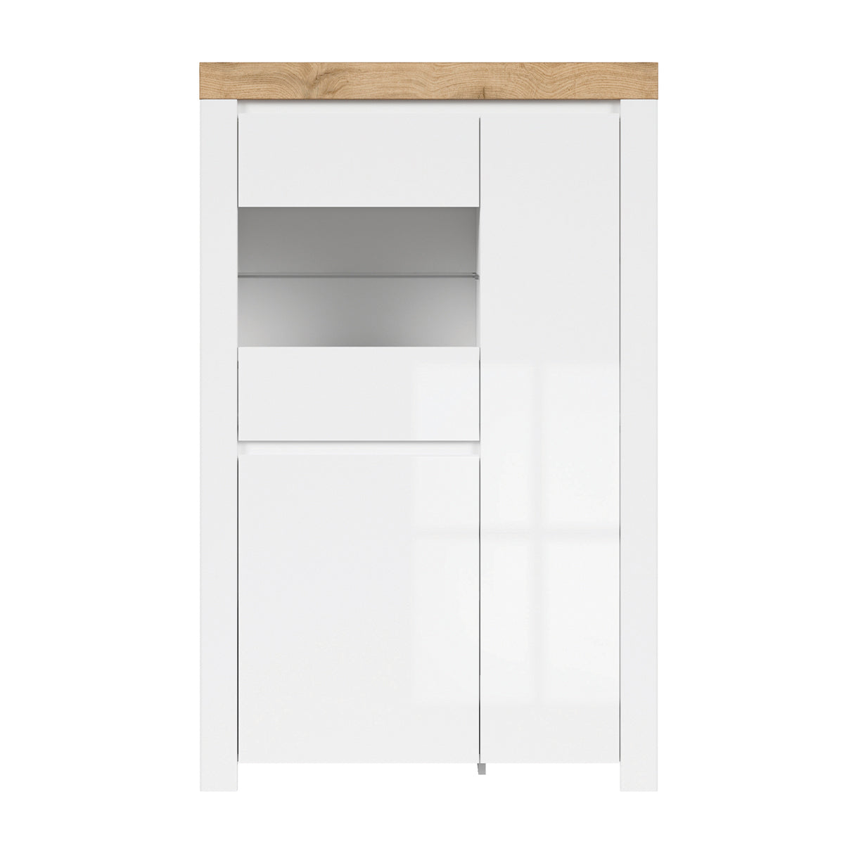 Vitrine 3 portes Hella Blanc et Bois - vue 2