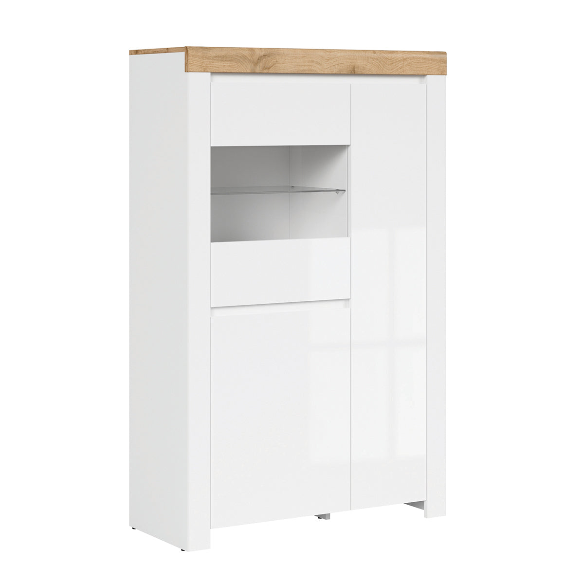 Vitrine 3 portes Hella Blanc et Bois