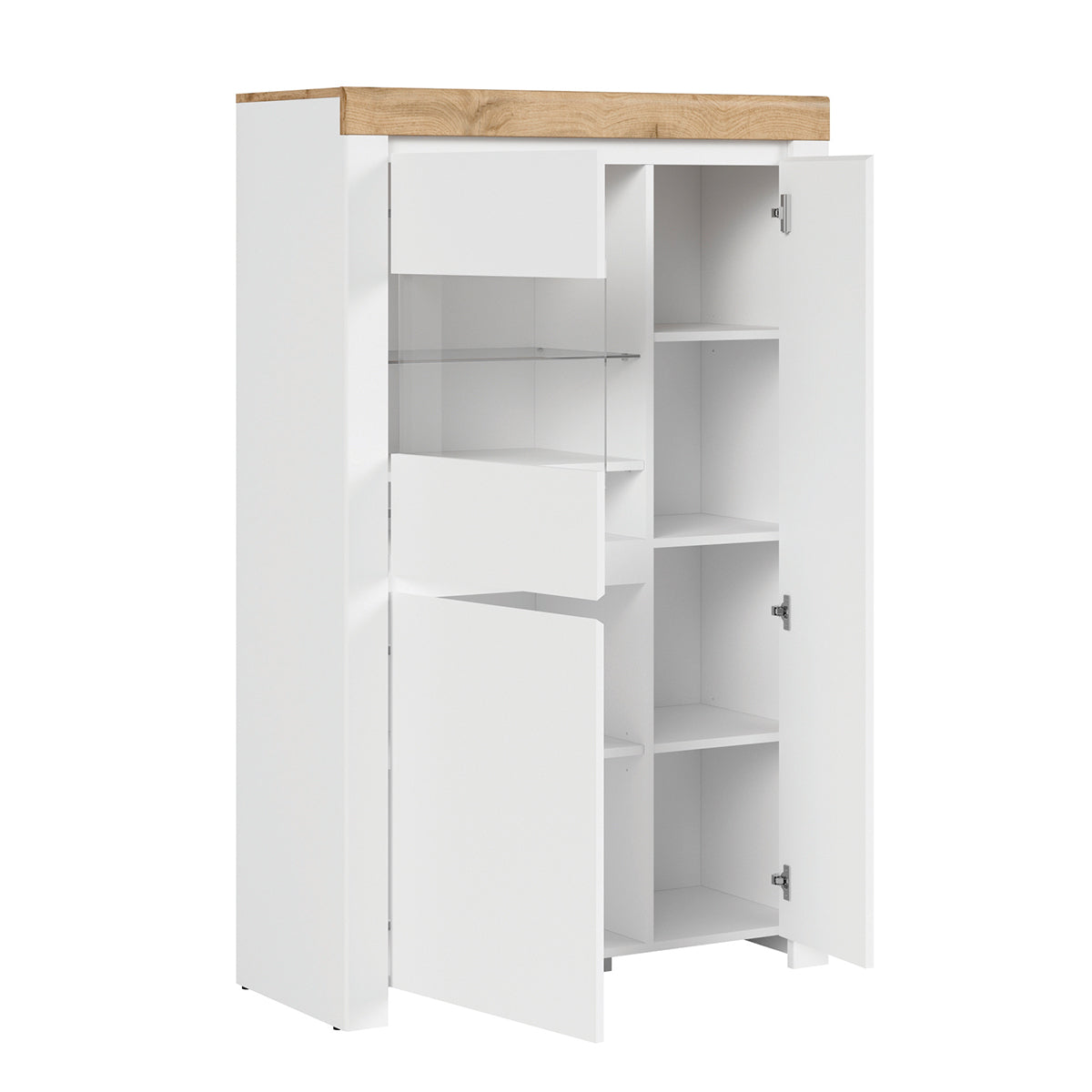 Vitrine 3 portes Hella Blanc et Bois - vue 3