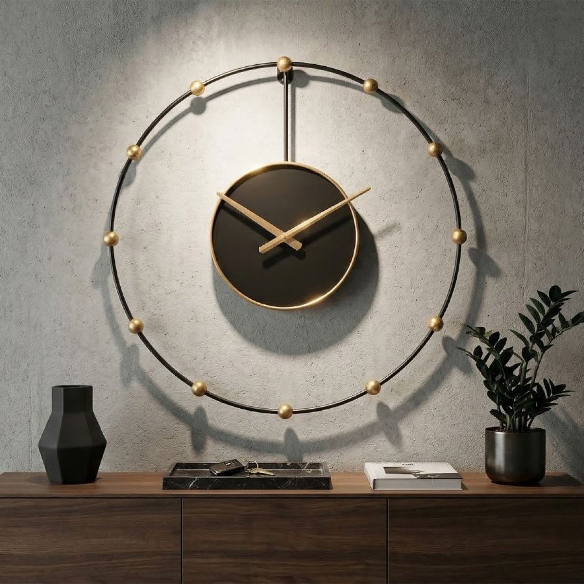 Horloge murale 61 cm Cesare Noir et Doré