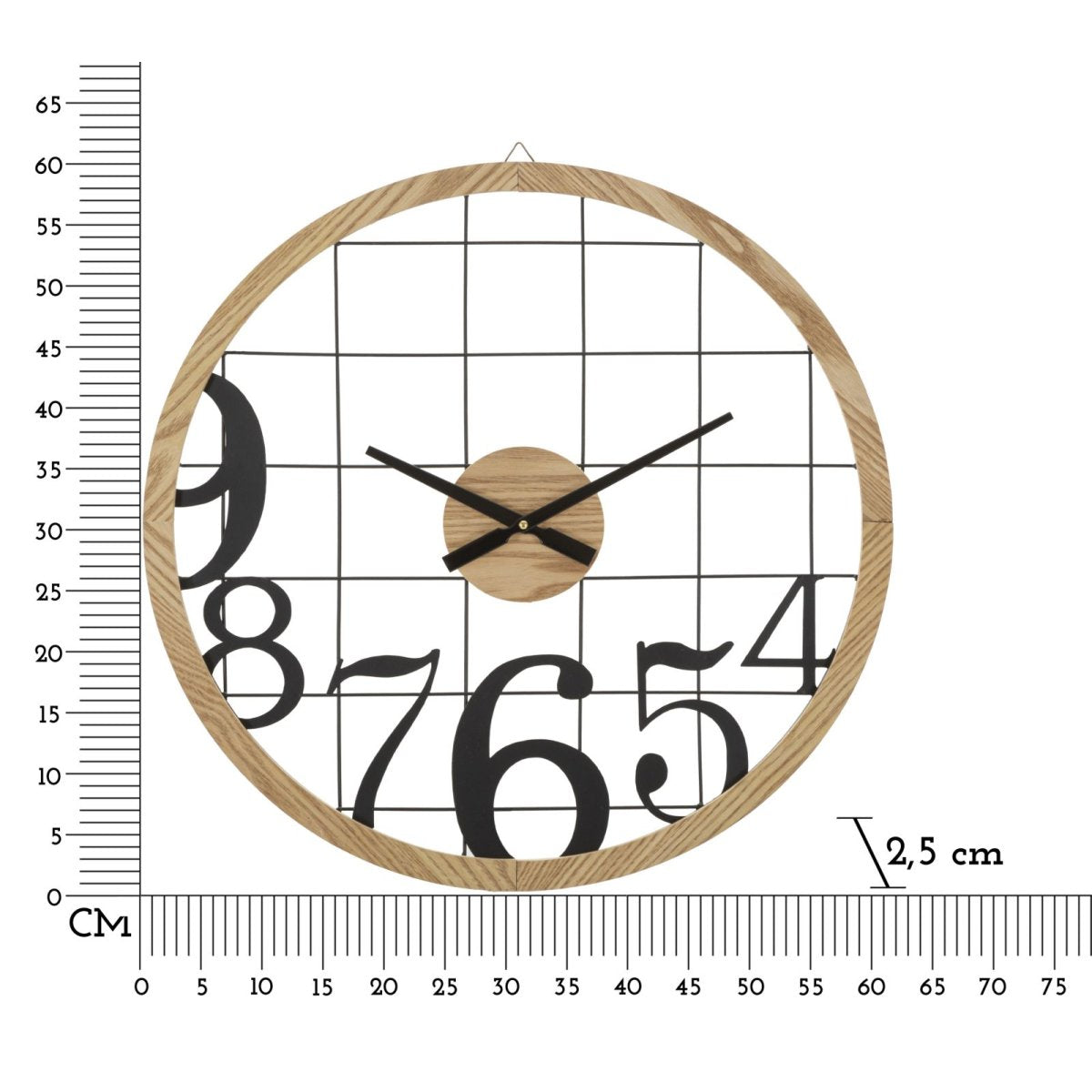 Horloge murale 60 cm Adhemar Noir et Bois - vue 6