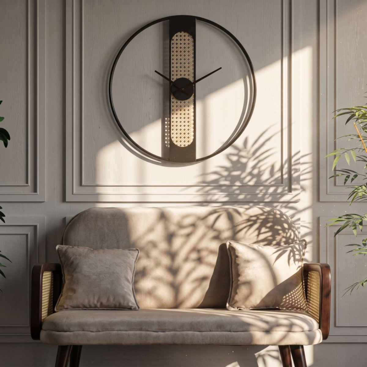 Horloge murale 60 cm Barnaby Noir et Bois