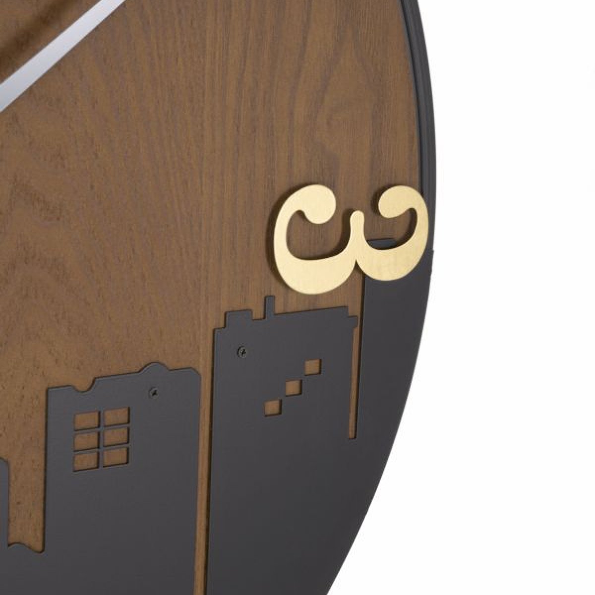 Horloge murale 60 cm City Noir et Bois - vue 3