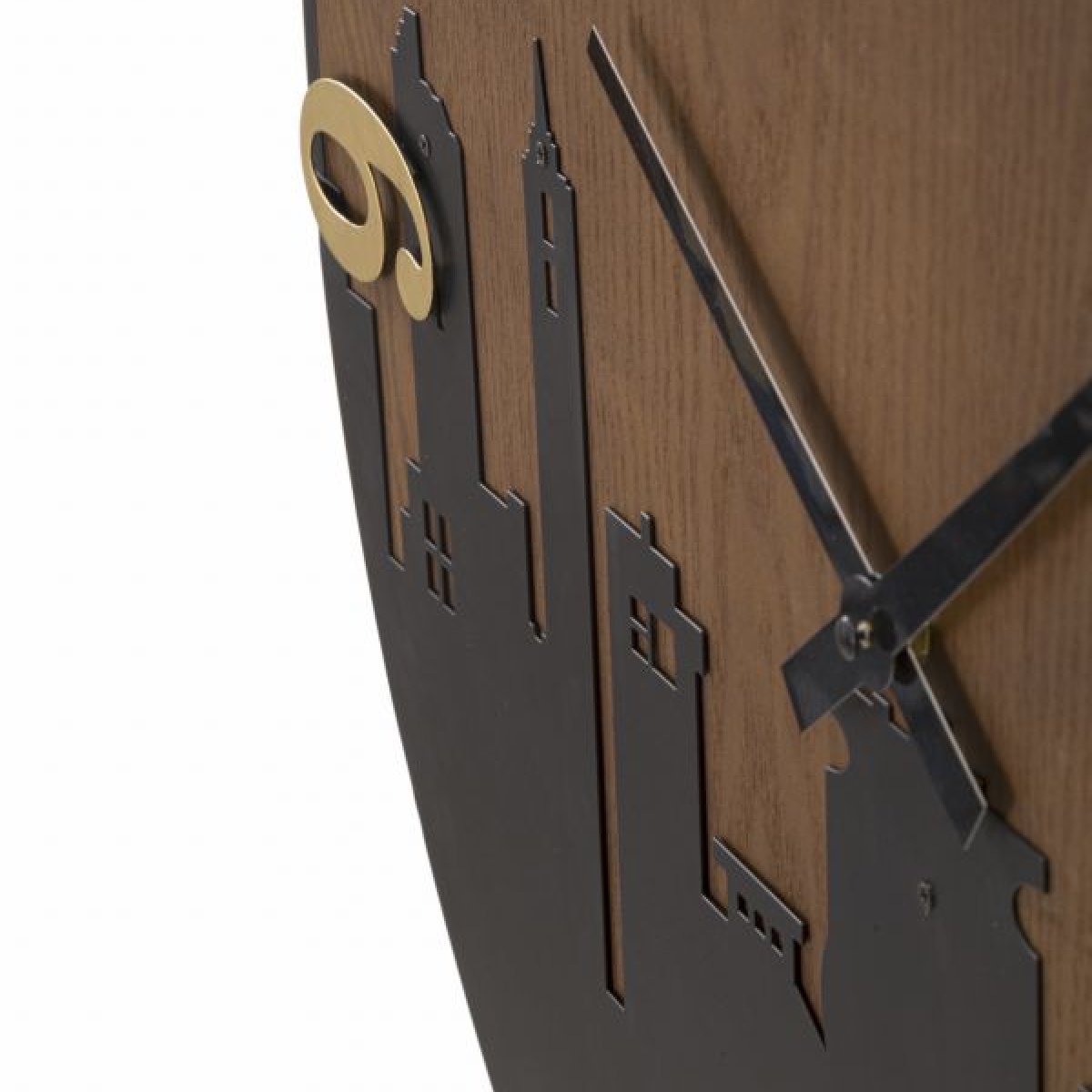 Horloge murale 60 cm City Noir et Bois - vue 5