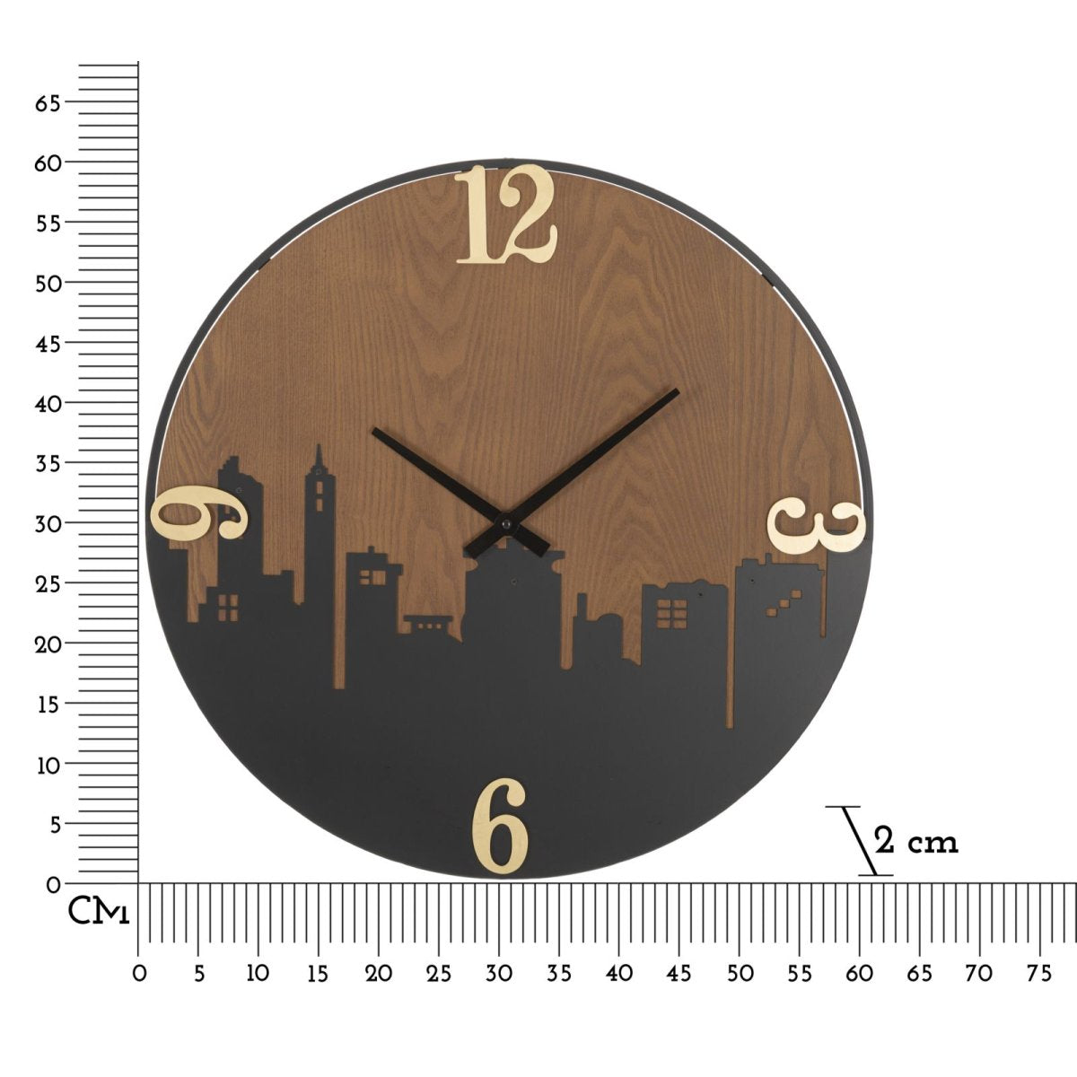 Horloge murale 60 cm City Noir et Bois - vue 6