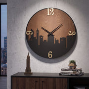 Horloge murale 60 cm City Noir et Bois