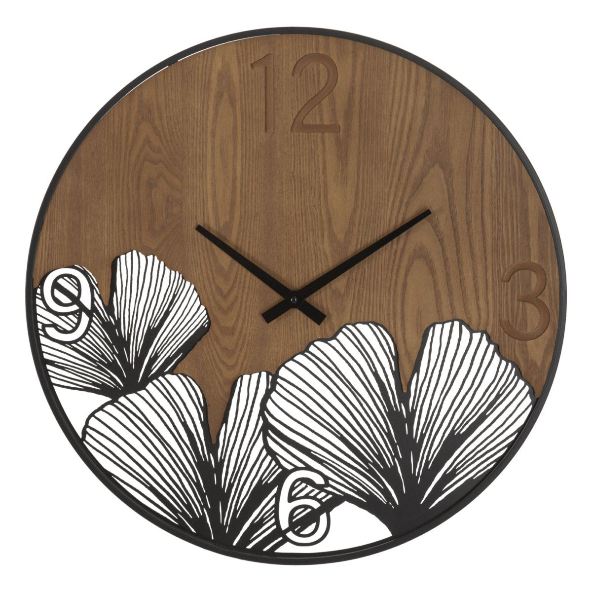 Horloge murale 60 cm Fauna Noir et Bois - vue 2