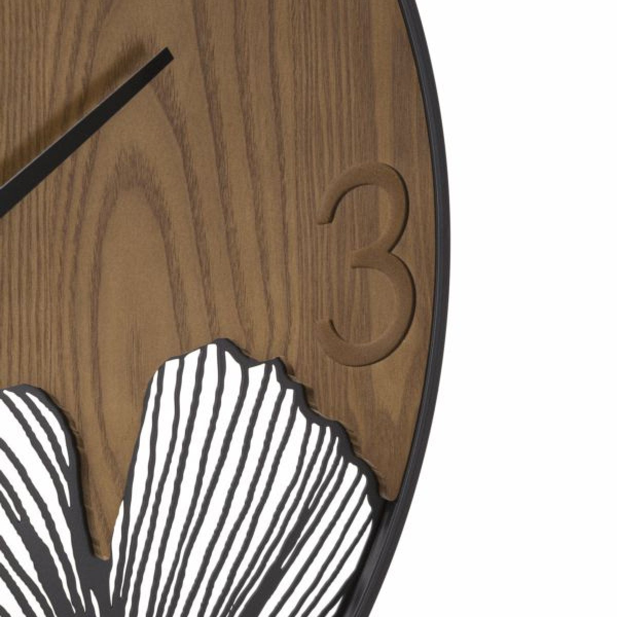 Horloge murale 60 cm Fauna Noir et Bois - vue 3