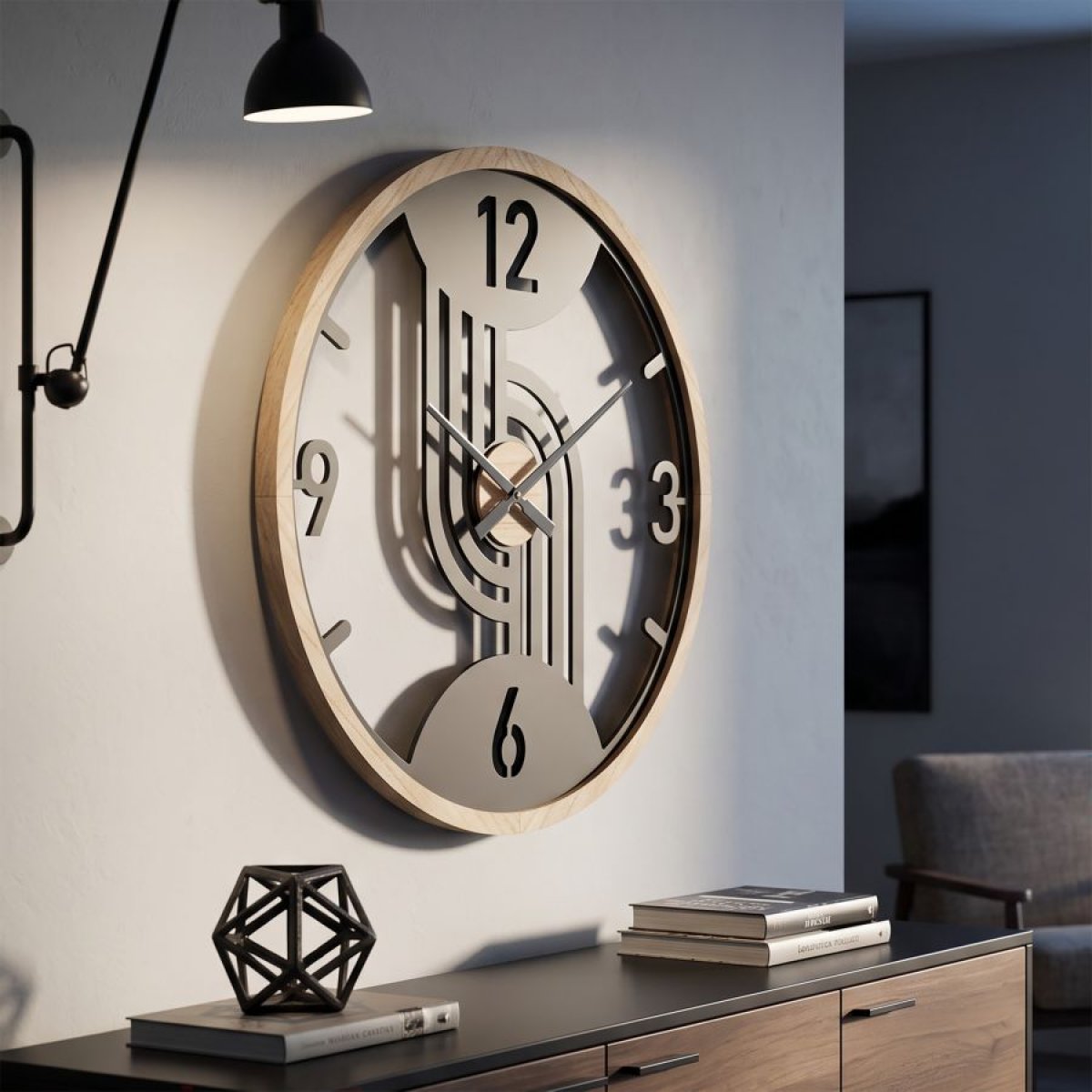Horloge murale 60 cm Gideon Noir