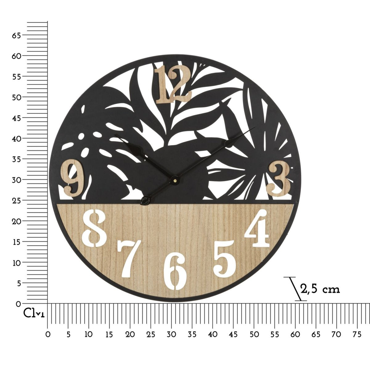 Horloge murale 60 cm Ignace Noir et Bois - vue 6