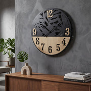 Horloge murale 60 cm Ignace Noir et Bois