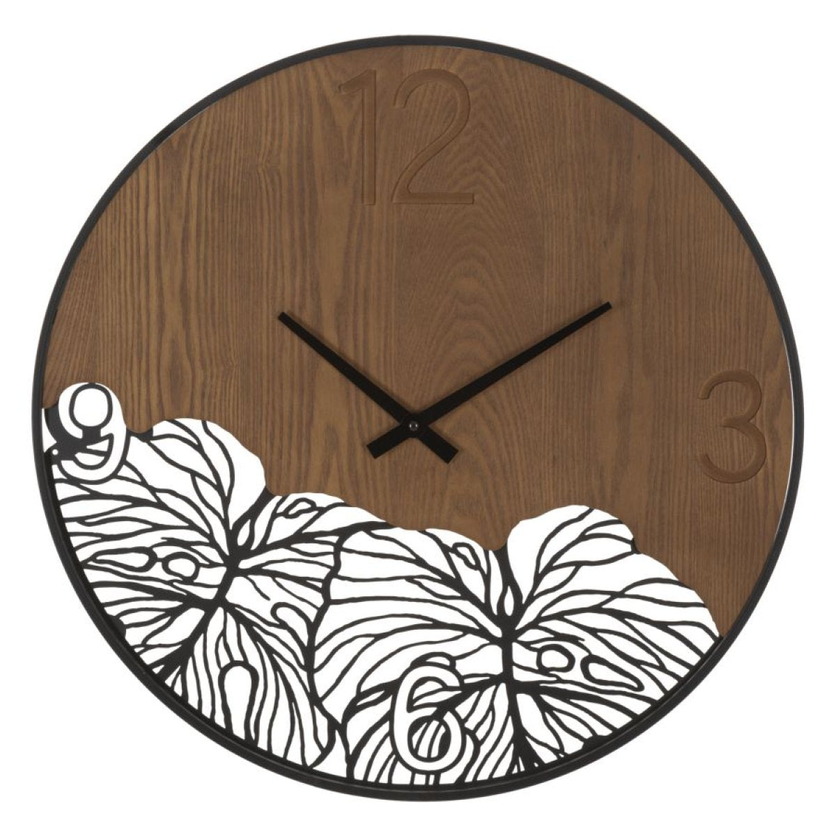 Horloge murale 60 cm Jasmine Noir et Bois - vue 2